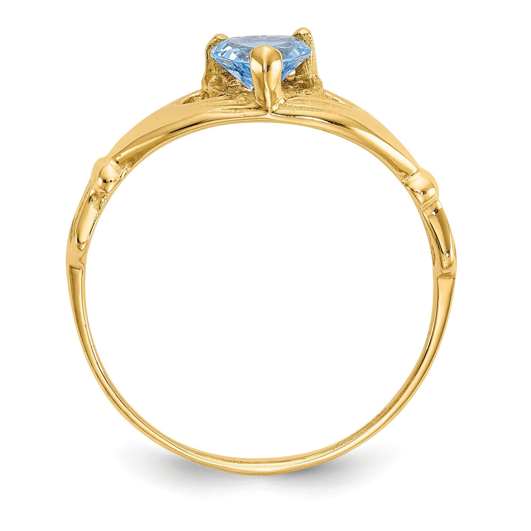 14k Yellow Gold CZ Birthstone Claddagh Heart Ring