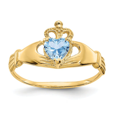 14k Yellow Gold CZ Birthstone Claddagh Heart Ring at $ 131.59 only from Jewelryshopping.com