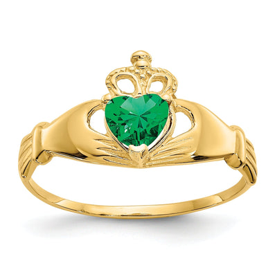 14k Yellow Gold CZ May Birthstone Claddagh Heart R at $ 134.35 only from Jewelryshopping.com
