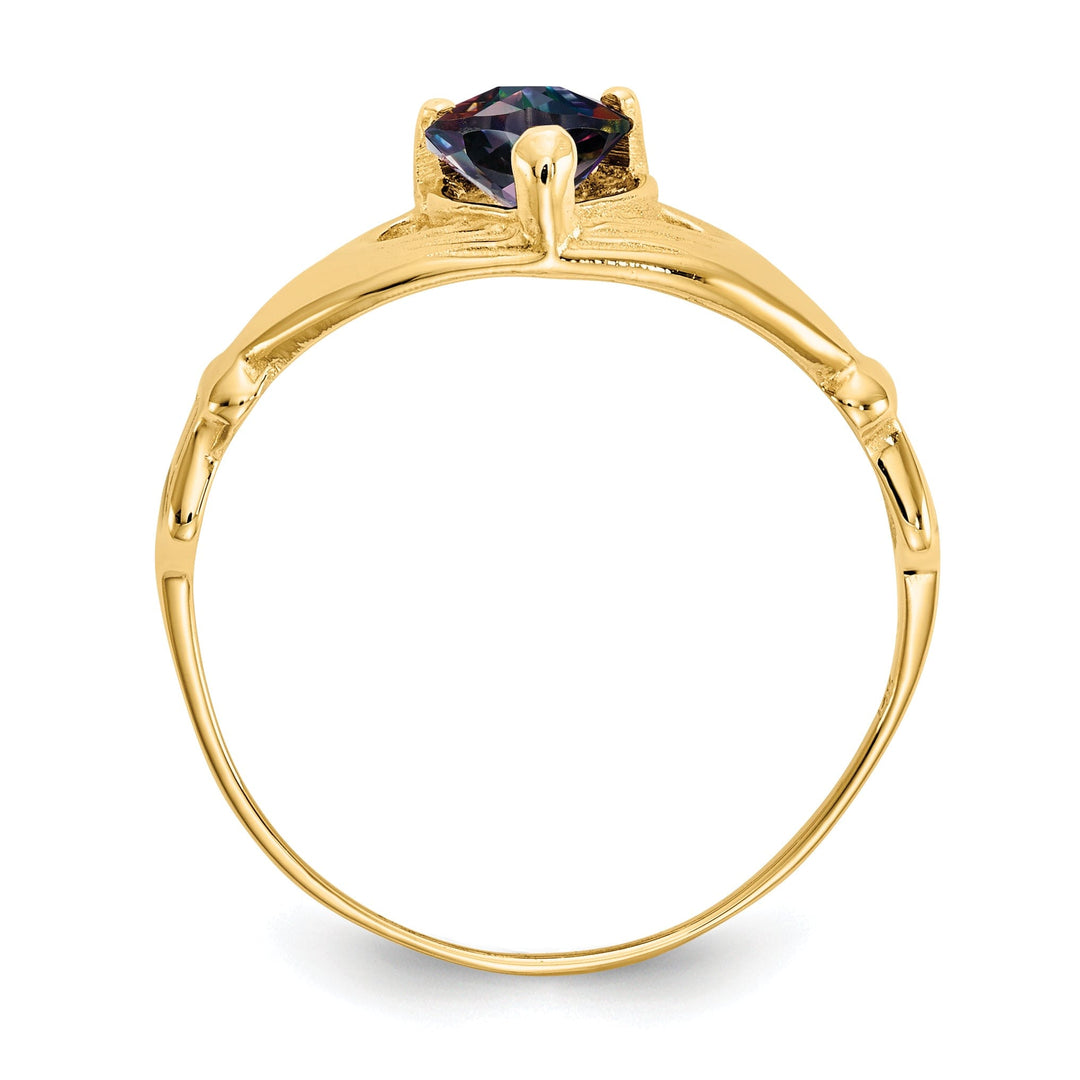 14k Yellow Gold CZ June Birthstone Claddagh Heart