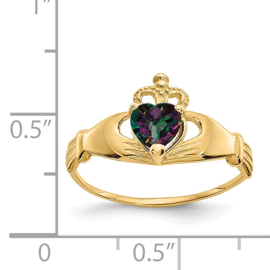 14k Yellow Gold CZ June Birthstone Claddagh Heart
