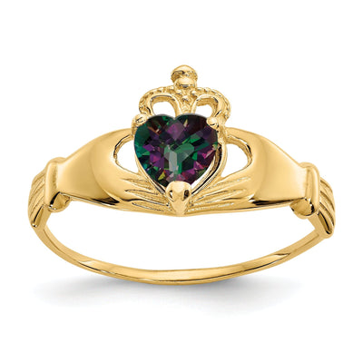 14k Yellow Gold CZ June Birthstone Claddagh Heart at $ 139.88 only from Jewelryshopping.com