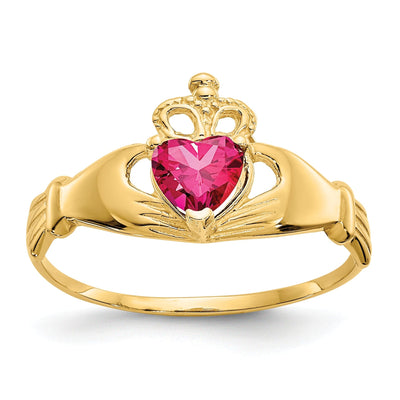 14k Yellow Gold CZ July Birthstone Claddagh Heart at $ 135.27 only from Jewelryshopping.com