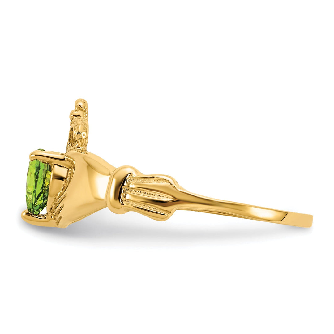 14k Yellow Gold CZ Birthstone Claddagh Heart Ring