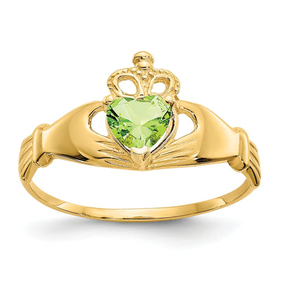 14k Yellow Gold CZ Birthstone Claddagh Heart Ring at $ 138.03 only from Jewelryshopping.com