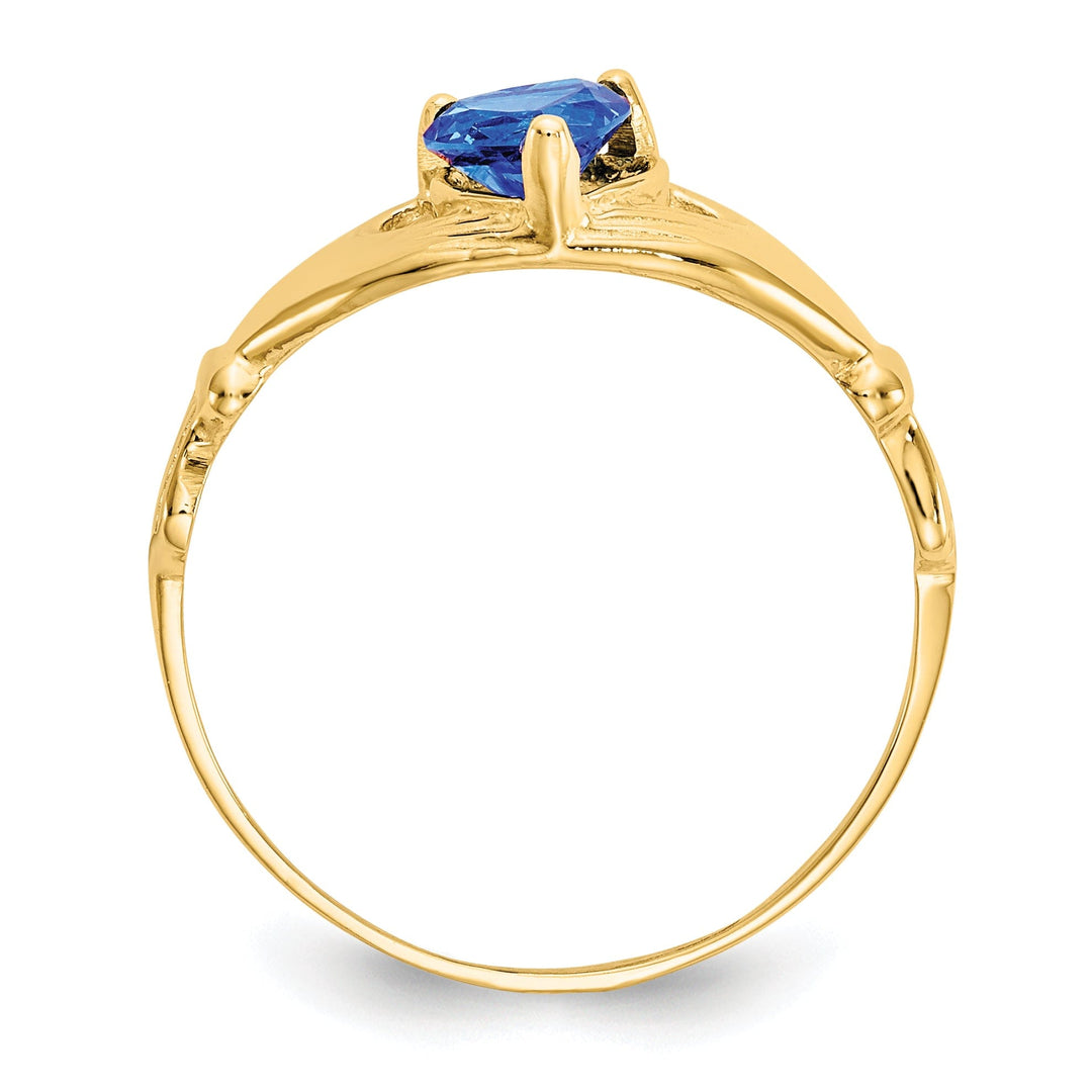14k Yellow Gold CZ Birthstone Claddagh Heart Ring