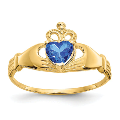 14k Yellow Gold CZ Birthstone Claddagh Heart Ring at $ 138.95 only from Jewelryshopping.com