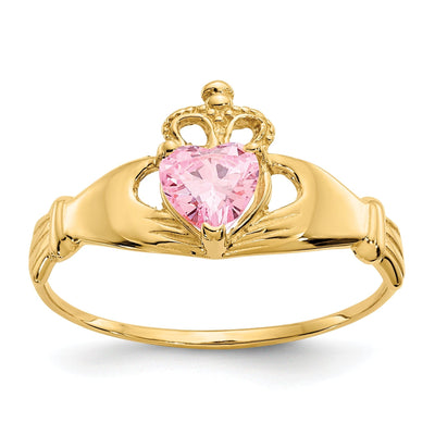 14k Yellow Gold CZ Birthstone Claddagh Heart Ring at $ 138.6 only from Jewelryshopping.com
