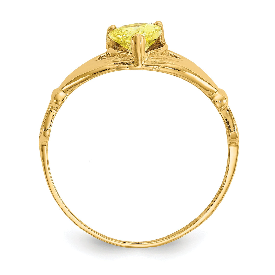 14k Yellow Gold CZ Birthstone Claddagh Heart Ring