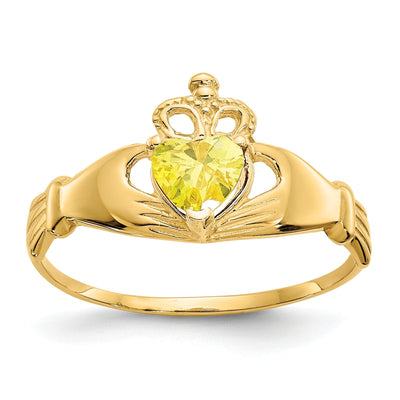 14k Yellow Gold CZ Birthstone Claddagh Heart Ring at $ 148.63 only from Jewelryshopping.com