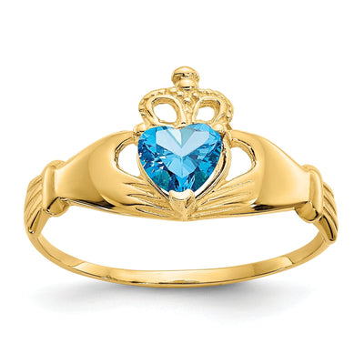 14k Yellow Gold CZ Birthstone Claddagh Heart Ring at $ 132.5 only from Jewelryshopping.com