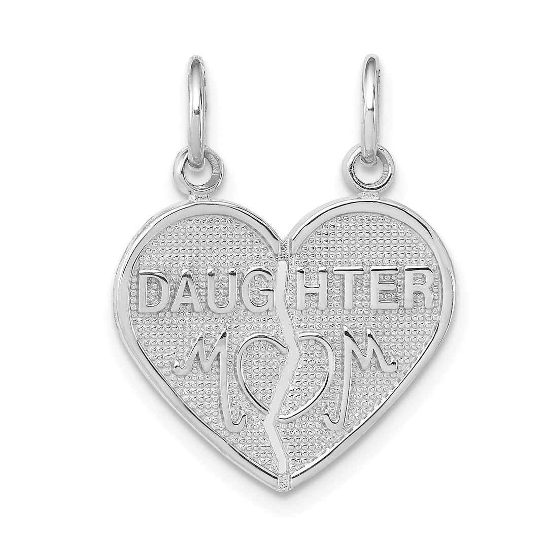 14k White Gold Daughter Mom 2 Piece Heart Charm