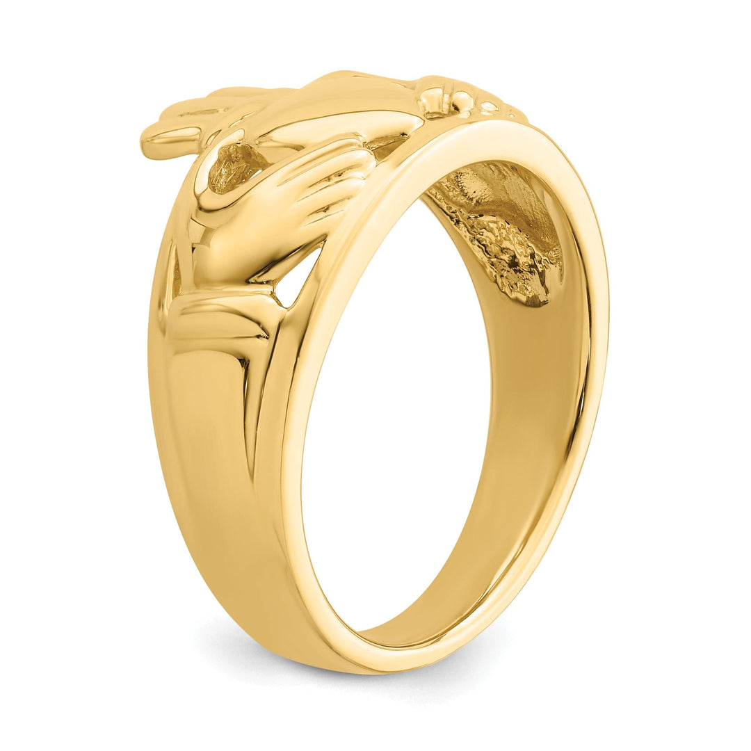Ladies polished 14kt yellow gold claddagh ring