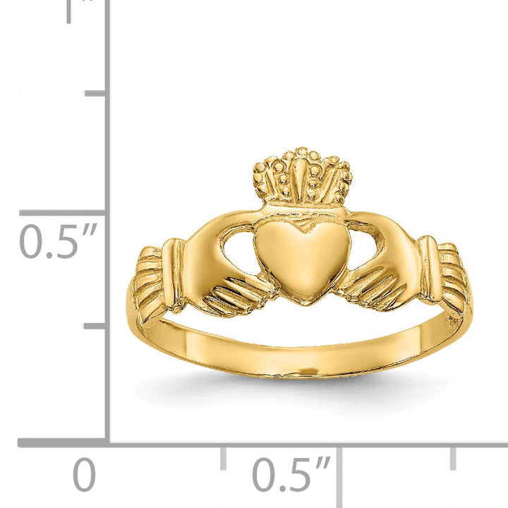 14kt polished ladies claddagh ring