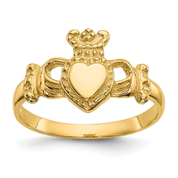 14kt gold Polished ladies claddagh ring