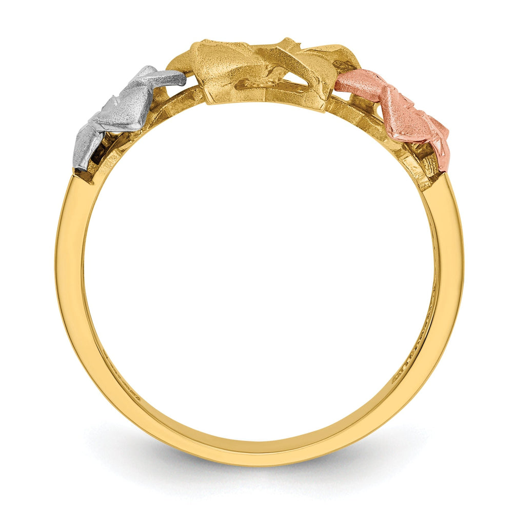 14k Tri Color Gold Plumeria Ring