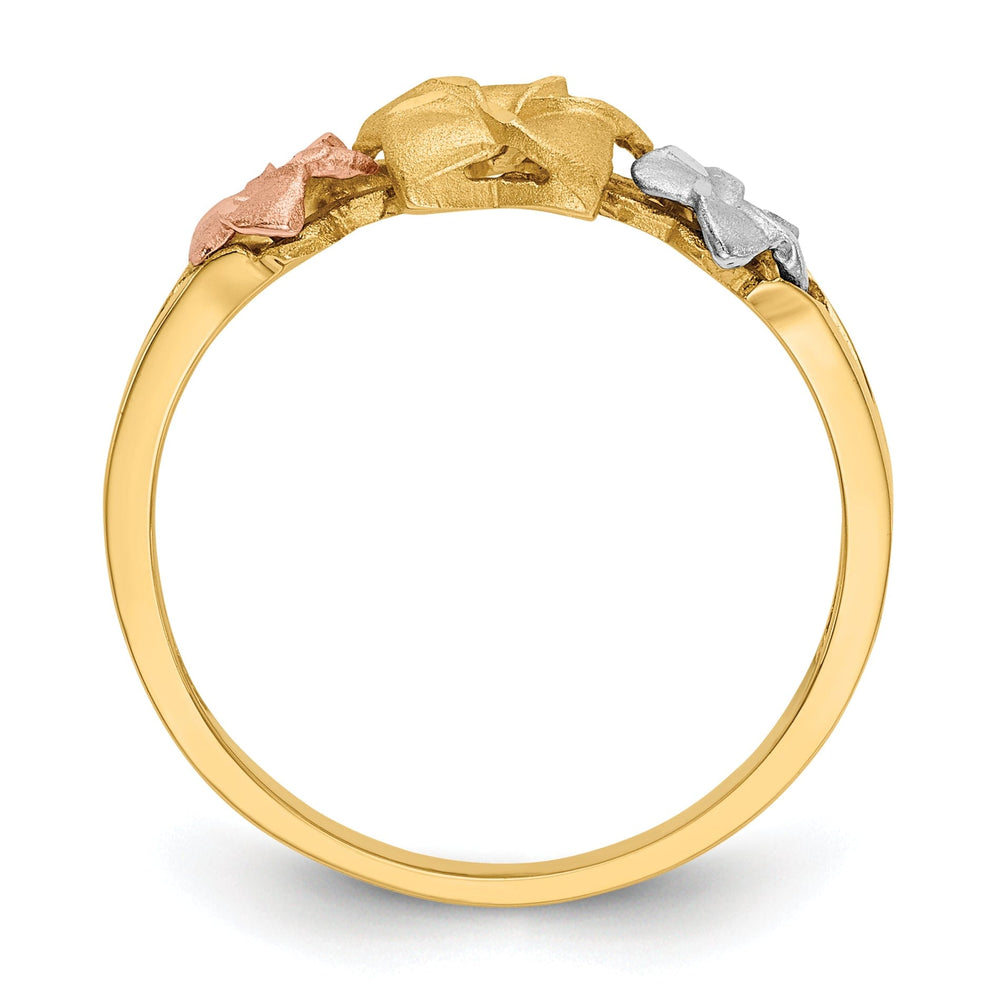 14k Tri Color Gold Plumeria Ring