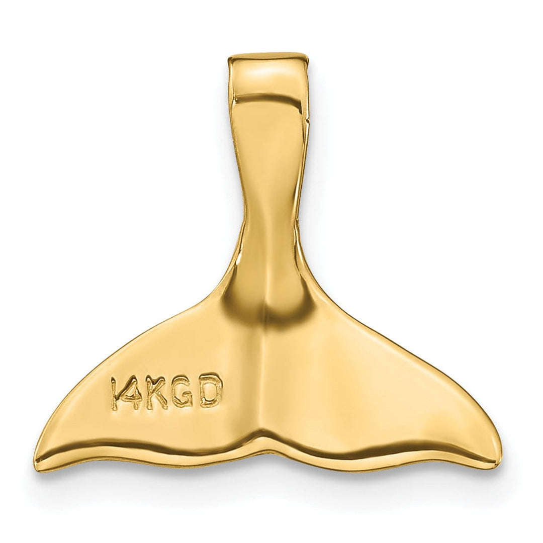 14k Yellow Gold Polished Finish 3-Dimensional Solid Whale Tail Slide Pendant will not fit Omega Chain