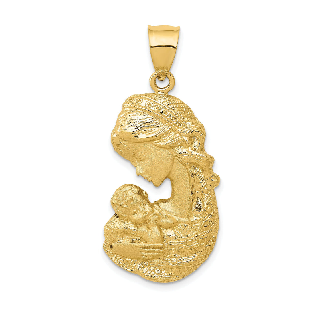 14k Yellow Gold Mother Holding Child Pendant