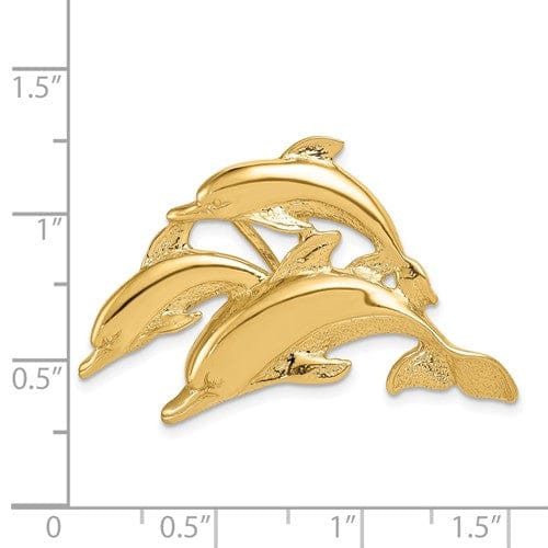 14k Yellow Gold Triple Dolphin Slide Pendant