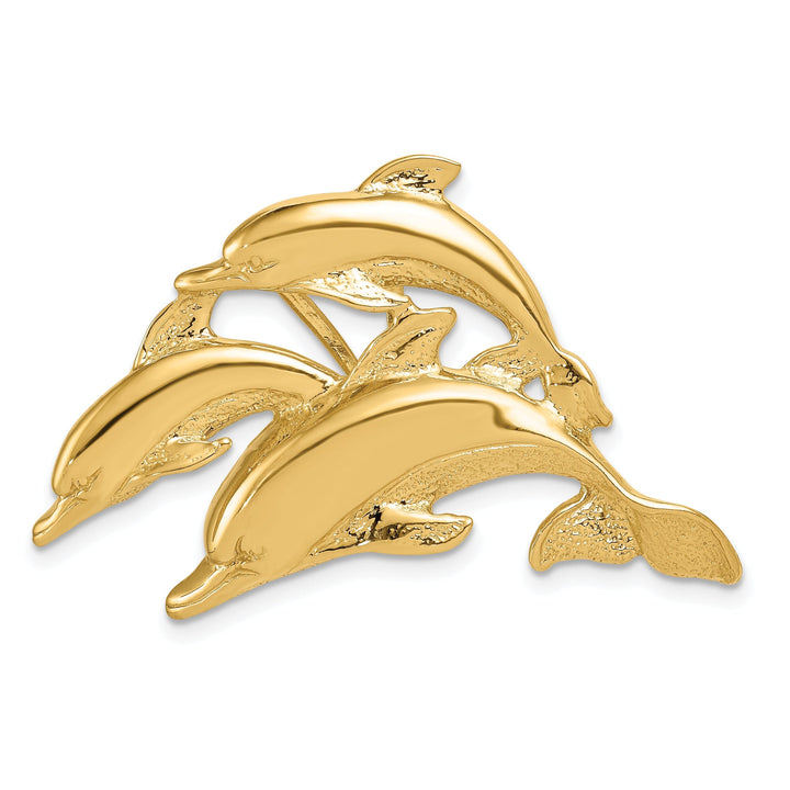 14k Yellow Gold Triple Dolphin Slide Pendant
