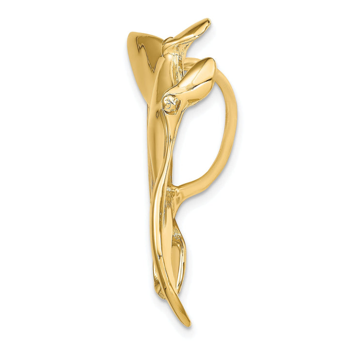 14k Yellow Gold Fits up to 8mm Omega Fits up to 10mm Fancy Omega Solid Polished Finish Manta Ray Slide