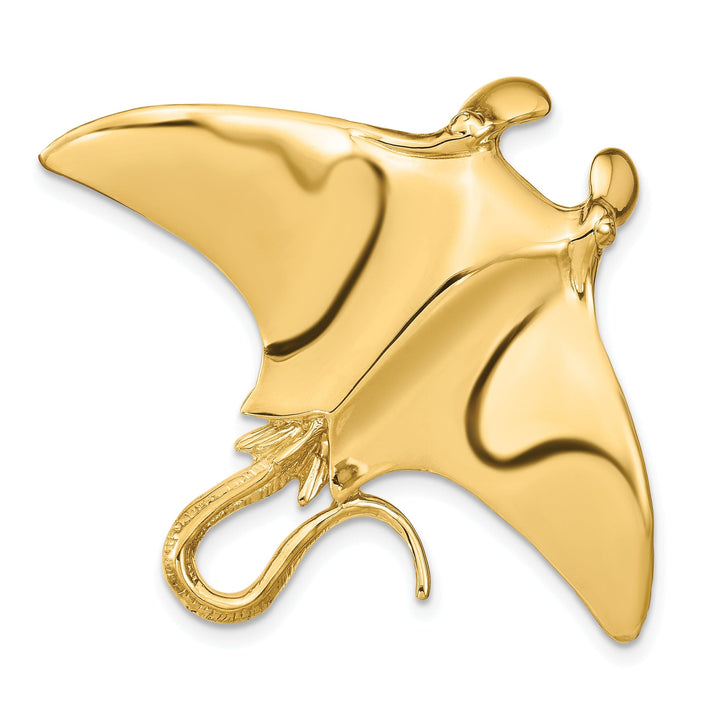 14k Yellow Gold Fits up to 8mm Omega Fits up to 10mm Fancy Omega Solid Polished Finish Manta Ray Slide