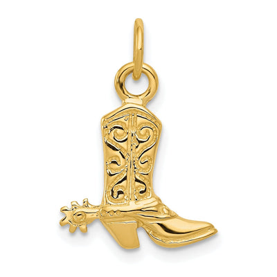 14k Yellow Gold Polished Finish 3-Dimensional Cowboy Boot with Spurs Charm Pendant at $ 163.73 only from Jewelryshopping.com