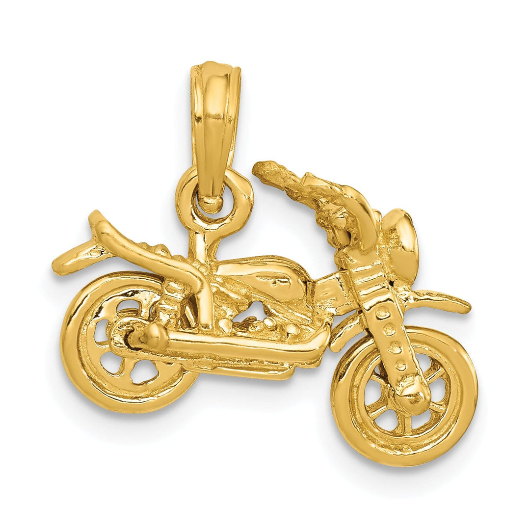 14k Yellow Gold 3-D Moveable Motorcycle Pendant