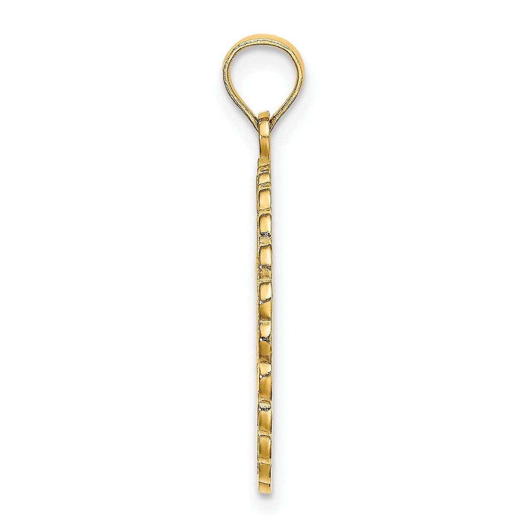 14k Yellow Gold Polished Textured Finish GATLINBURG TENNESSEE withTrolley Car in Lace Circle Design Charm Pendant