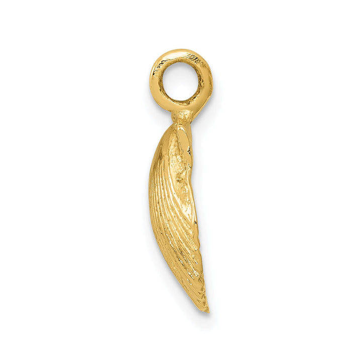 14k Yellow Gold Solid Textured Polished Finish Sea shell Charm Pendant