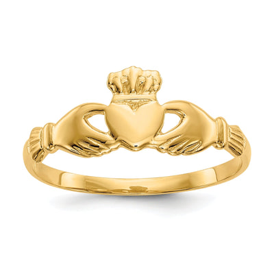 14kt ladies yellow gold claddagh ring at $ 105.82 only from Jewelryshopping.com