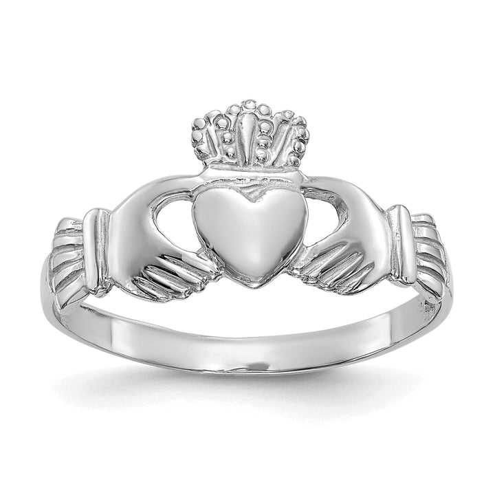 14kt white gold ladies claddagh ring