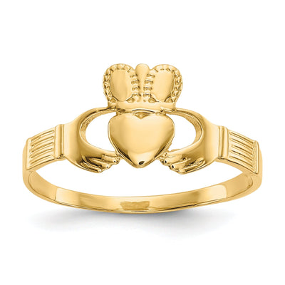 ladies 14kt yellow gold claddagh ring