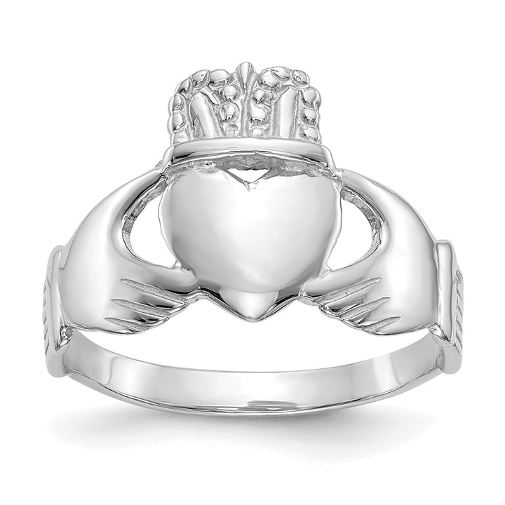 Ladies 14kt white gold claddagh ring