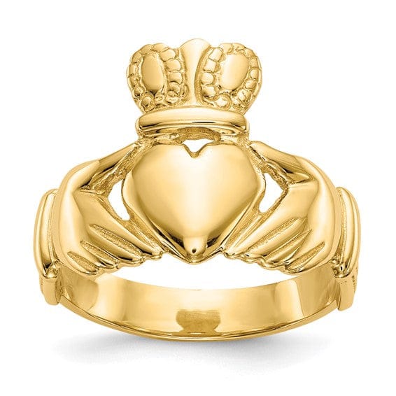 14kt yellow gold mens claddagh ring