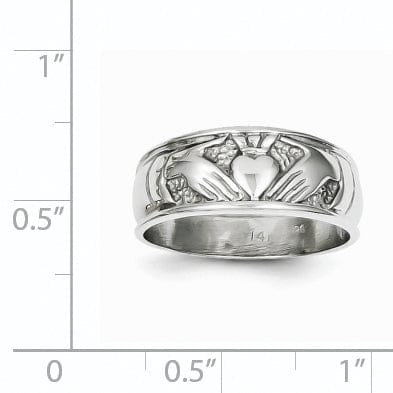 14kt white gold ladies claddagh ring
