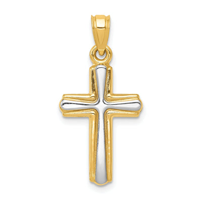 14k Yellow Gold Rhodium Cross Pendant at $ 71.43 only from Jewelryshopping.com