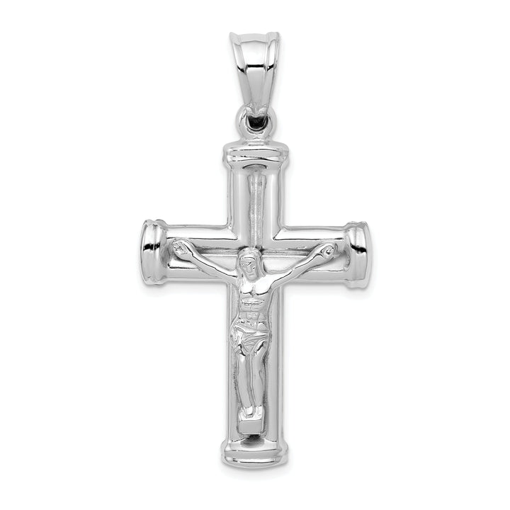 14k White Gold Reversible Crucifix Cross Pendant