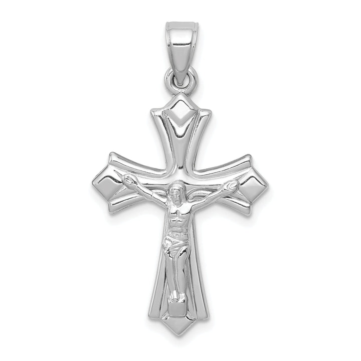 14k White Gold Reversible Crucifix Cross Pendant