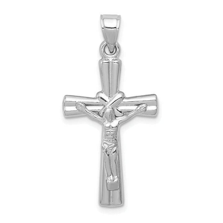 14k White Gold Reversible Crucifix Cross Pendant