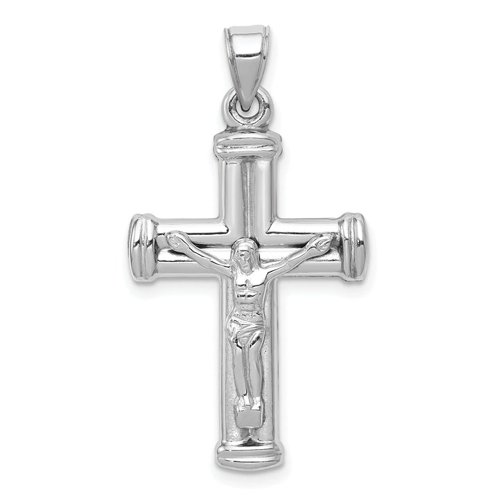 14k White Gold Reversible Crucifix Cross Pendant