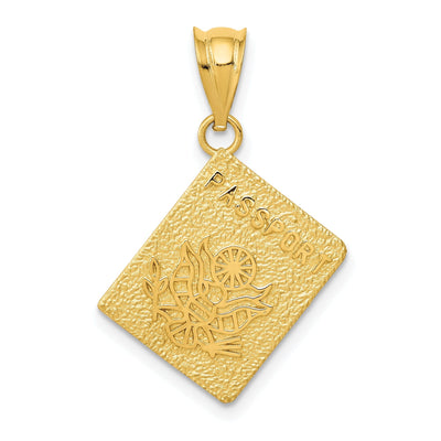 14K Yellow Gold Solid Textured Polished Finish Passport Charm Pendant at $ 149.58 only from Jewelryshopping.com