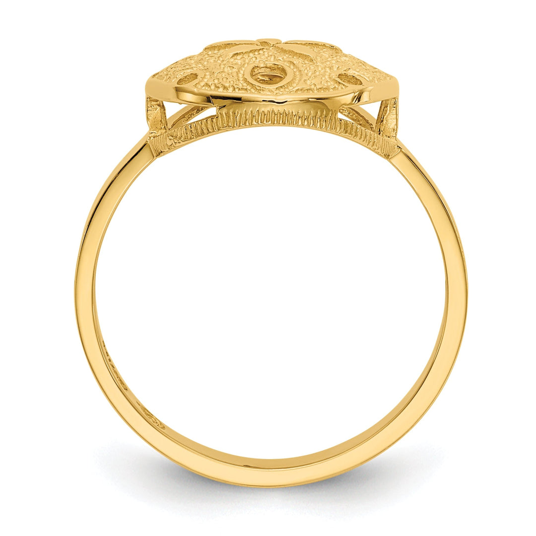 14k Yellow Gold Polished Sand Dollar Ring