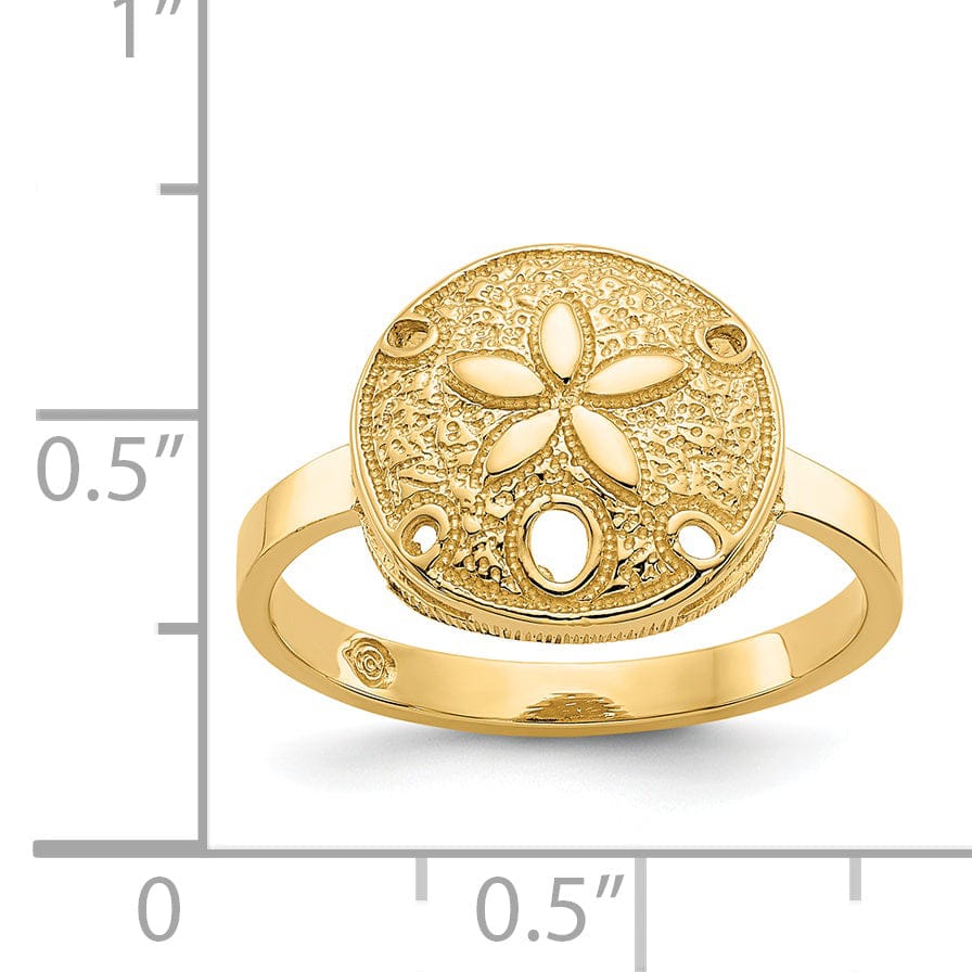 14k Yellow Gold Polished Sand Dollar Ring