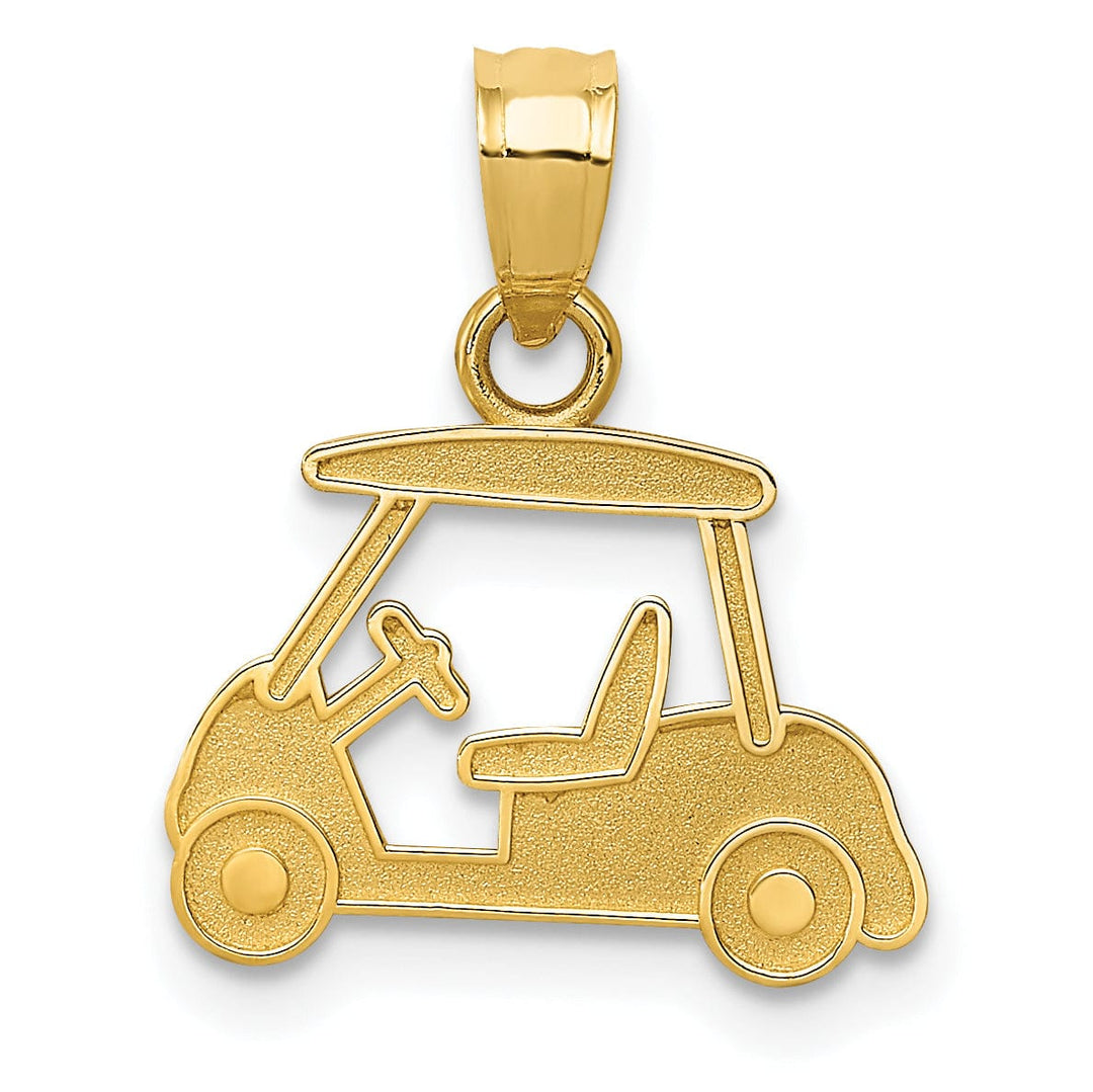 Solid 14k Yellow Gold Golf Cart Charm Pendant