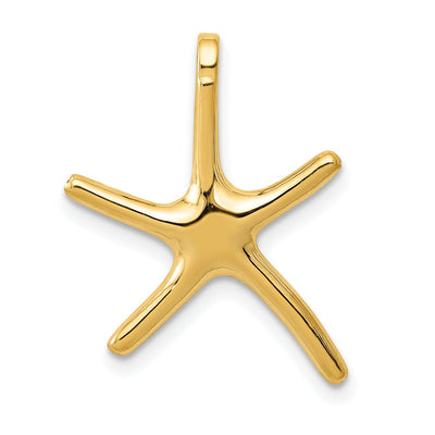 14k Yellow Gold Polished Finish Solid Men's Starfish Chain Slide Pendant Will Not Fit Omega Chains