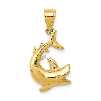 14K Yellow Gold Polished Finish Solid Shark Charm Pendant at $ 139.98 only from Jewelryshopping.com