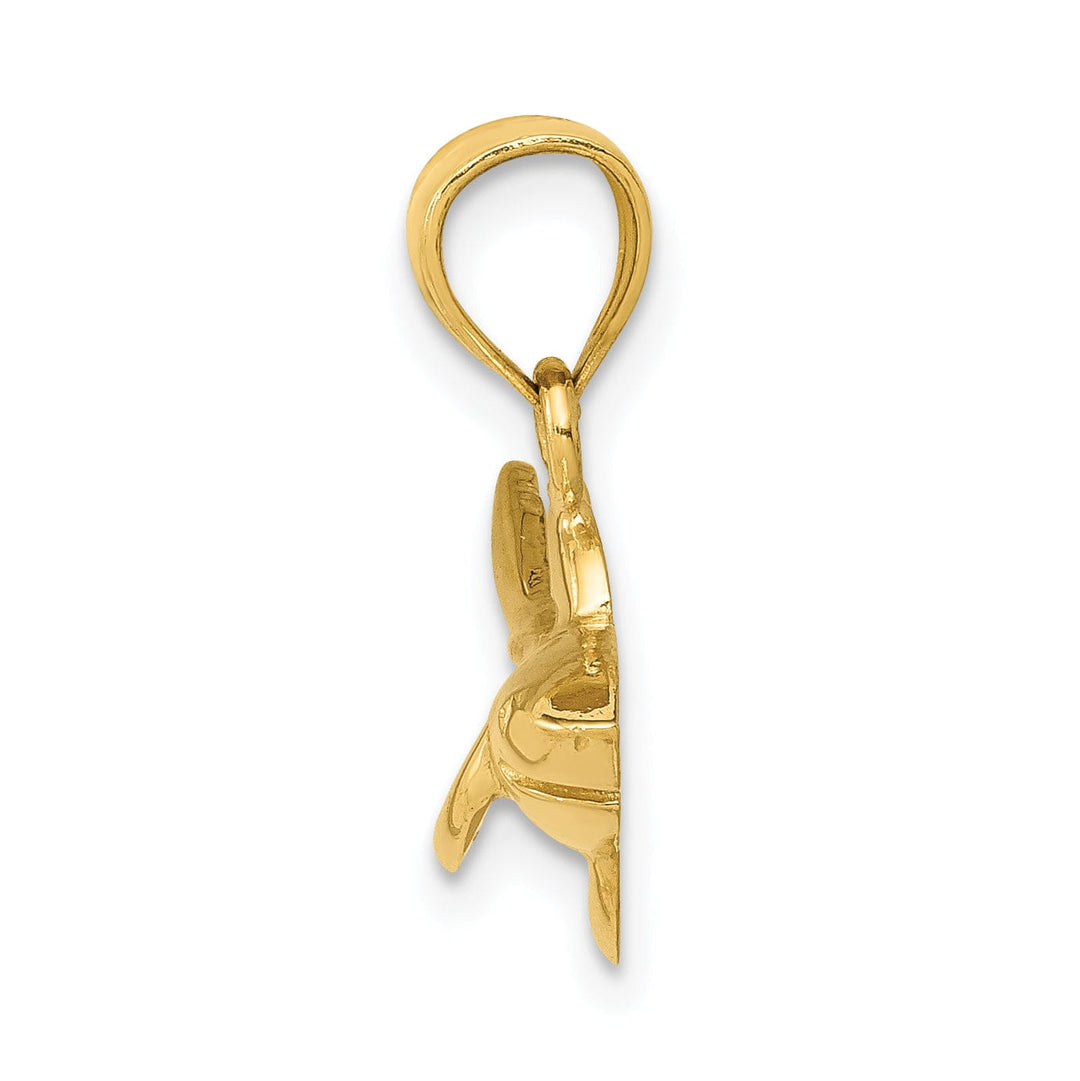 14K Yellow Gold Solid Polished Finish Shark Charm Pendant