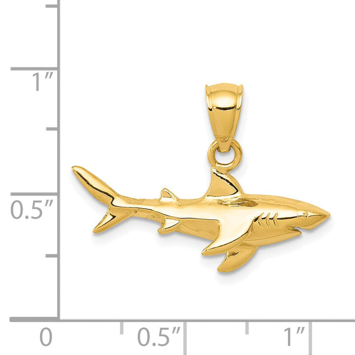 14K Yellow Gold Solid Polished Finish Shark Charm Pendant